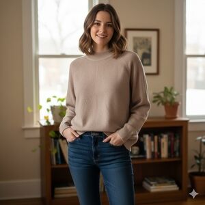 Vintage Duvet Mock Neck Sweater With Zipper Back Size XL